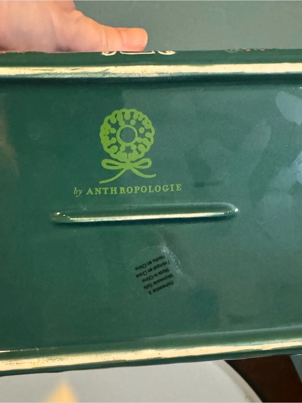 Anthropologie Ginger Loaf Pan - Holiday Gingerbread Ceramic in Green